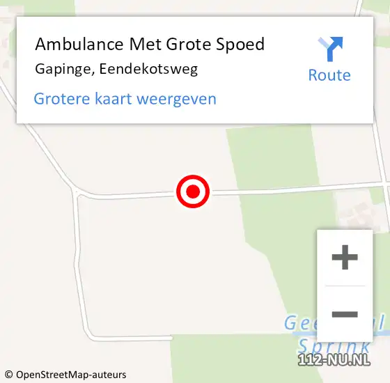 Locatie op kaart van de 112 melding: Ambulance Met Grote Spoed Naar Gapinge, Eendekotsweg op 17 april 2018 21:58