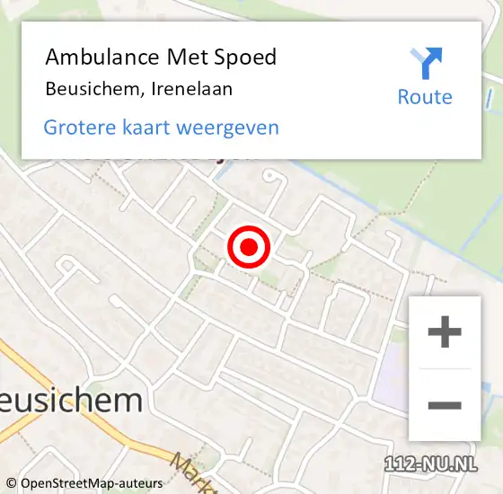 Locatie op kaart van de 112 melding: Ambulance Met Spoed Naar Beusichem, Irenelaan op 17 april 2018 22:17