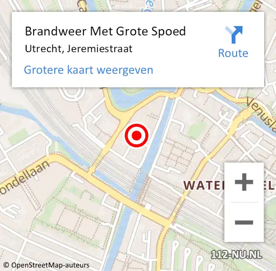 Locatie op kaart van de 112 melding: Brandweer Met Grote Spoed Naar Utrecht, Jeremiestraat op 17 april 2018 22:18