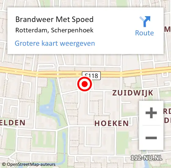 Locatie op kaart van de 112 melding: Brandweer Met Spoed Naar Rotterdam, Scherpenhoek op 17 april 2018 22:30