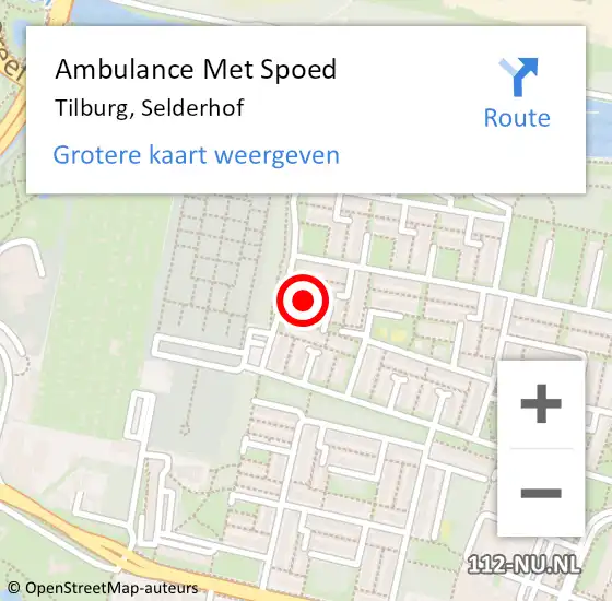 Locatie op kaart van de 112 melding: Ambulance Met Spoed Naar Tilburg, Selderhof op 17 april 2018 22:44