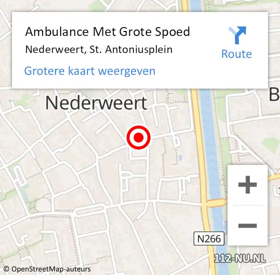Locatie op kaart van de 112 melding: Ambulance Met Grote Spoed Naar Nederweert, St. Antoniusplein op 22 februari 2014 12:56