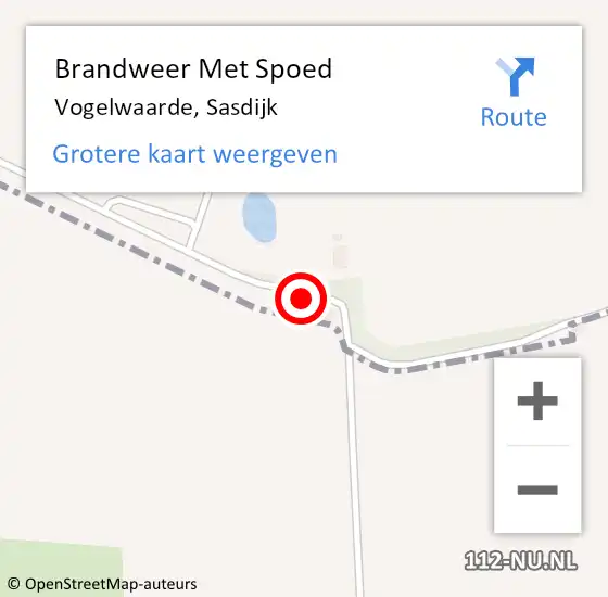 Locatie op kaart van de 112 melding: Brandweer Met Spoed Naar Vogelwaarde, Sasdijk op 17 april 2018 23:31