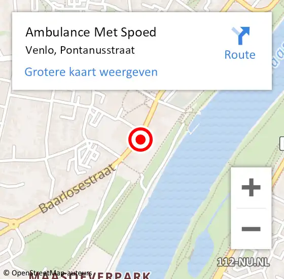 Locatie op kaart van de 112 melding: Ambulance Met Spoed Naar Venlo, Pontanusstraat op 23 september 2013 11:15