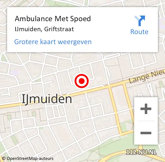 Locatie op kaart van de 112 melding: Ambulance Met Spoed Naar IJmuiden, Griftstraat op 18 april 2018 00:40