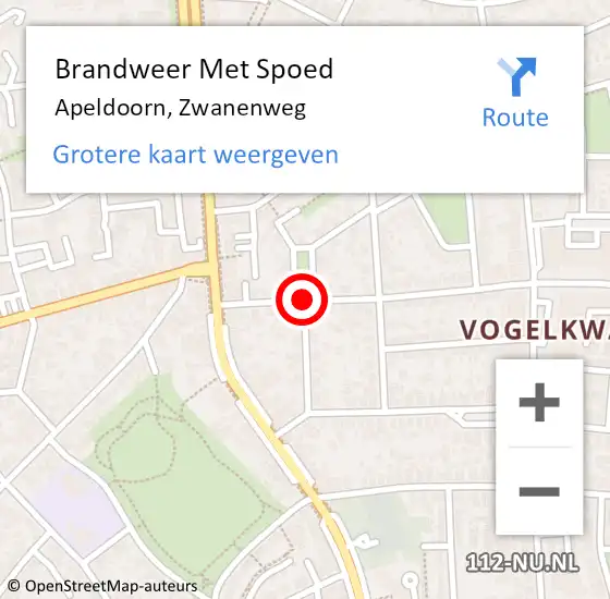 Locatie op kaart van de 112 melding: Brandweer Met Spoed Naar Apeldoorn, Zwanenweg op 18 april 2018 02:48