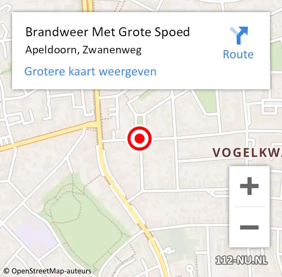 Locatie op kaart van de 112 melding: Brandweer Met Grote Spoed Naar Apeldoorn, Zwanenweg op 18 april 2018 02:49