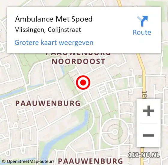 Locatie op kaart van de 112 melding: Ambulance Met Spoed Naar Vlissingen, Colijnstraat op 18 april 2018 03:12