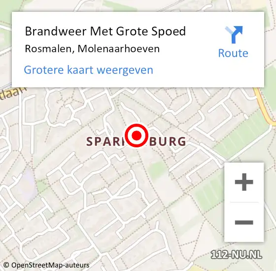 Locatie op kaart van de 112 melding: Brandweer Met Grote Spoed Naar Rosmalen, Molenaarhoeven op 18 april 2018 03:14