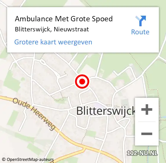 Locatie op kaart van de 112 melding: Ambulance Met Grote Spoed Naar Blitterswijck, Nieuwstraat op 18 april 2018 06:03