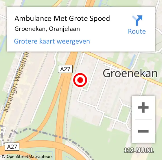 Locatie op kaart van de 112 melding: Ambulance Met Grote Spoed Naar Groenekan, Oranjelaan op 18 april 2018 06:31