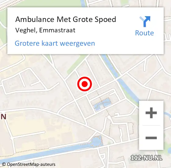 Locatie op kaart van de 112 melding: Ambulance Met Grote Spoed Naar Veghel, Emmastraat op 18 april 2018 08:29