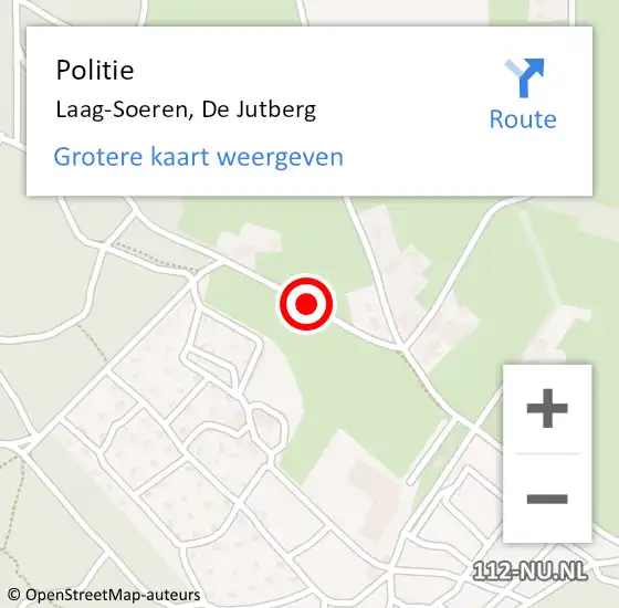 Locatie op kaart van de 112 melding: Politie Laag-Soeren, De Jutberg op 18 april 2018 09:28