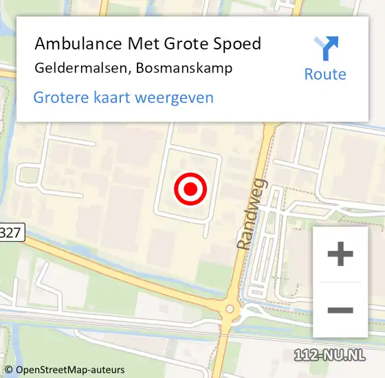 Locatie op kaart van de 112 melding: Ambulance Met Grote Spoed Naar Geldermalsen, Bosmanskamp op 18 april 2018 09:35