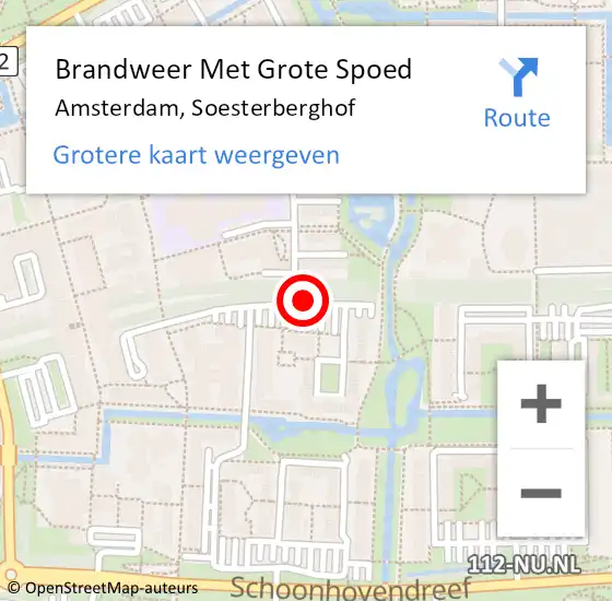 Locatie op kaart van de 112 melding: Brandweer Met Grote Spoed Naar Amsterdam, Soesterberghof op 18 april 2018 10:19