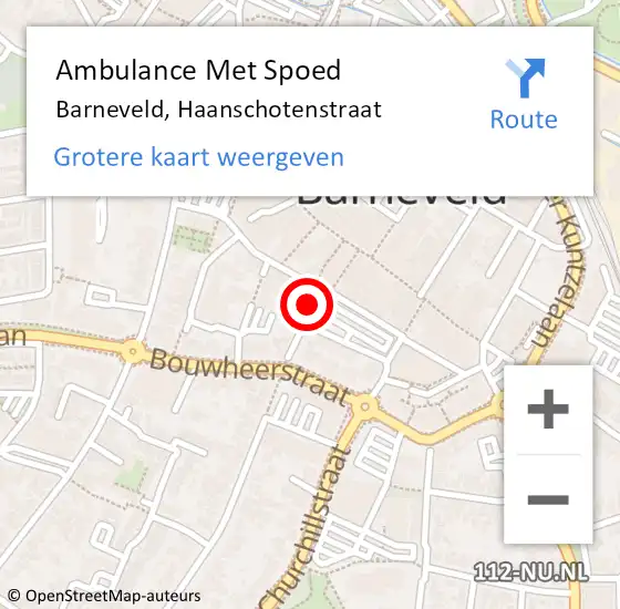 Locatie op kaart van de 112 melding: Ambulance Met Spoed Naar Barneveld, Haanschotenstraat op 18 april 2018 10:23