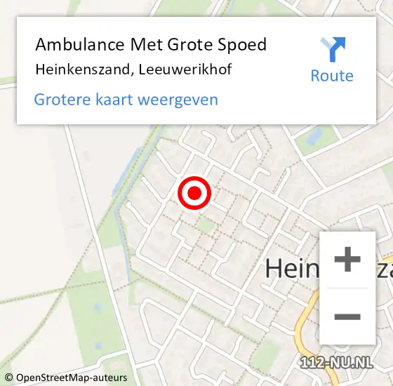 Locatie op kaart van de 112 melding: Ambulance Met Grote Spoed Naar Heinkenszand, Leeuwerikhof op 18 april 2018 10:27