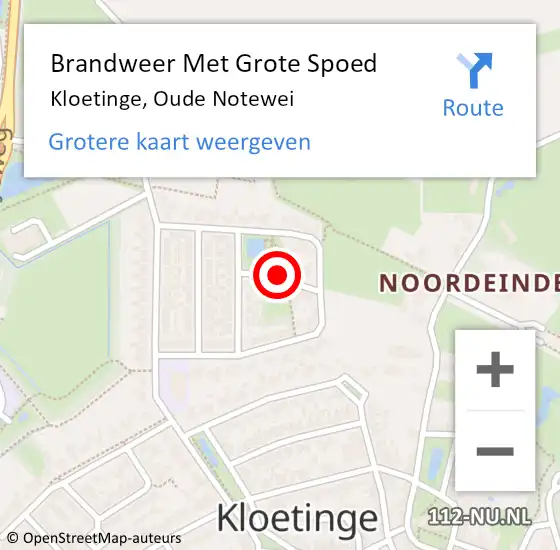 Locatie op kaart van de 112 melding: Brandweer Met Grote Spoed Naar Kloetinge, Oude Notewei op 18 april 2018 11:41