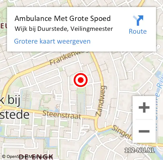 Locatie op kaart van de 112 melding: Ambulance Met Grote Spoed Naar Wijk bij Duurstede, Veilingmeester op 18 april 2018 11:49