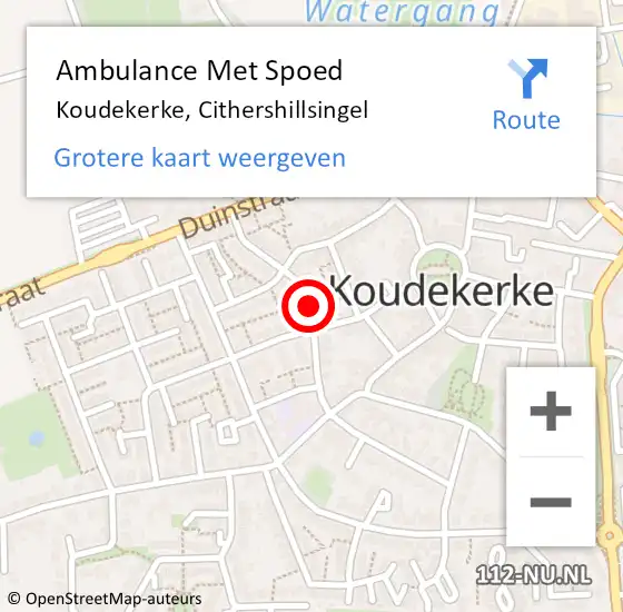 Locatie op kaart van de 112 melding: Ambulance Met Spoed Naar Koudekerke, Cithershillsingel op 18 april 2018 11:50