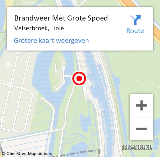 Locatie op kaart van de 112 melding: Brandweer Met Grote Spoed Naar Velserbroek, Linie op 18 april 2018 11:59