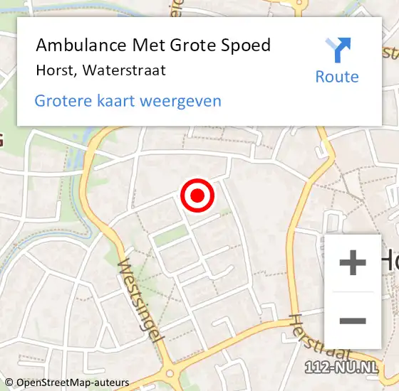 Locatie op kaart van de 112 melding: Ambulance Met Grote Spoed Naar Horst, Waterstraat op 22 februari 2014 13:39