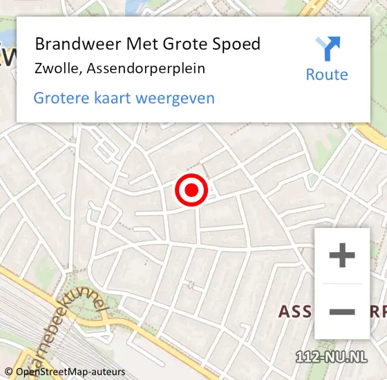 Locatie op kaart van de 112 melding: Brandweer Met Grote Spoed Naar Zwolle, Assendorperplein op 18 april 2018 12:42