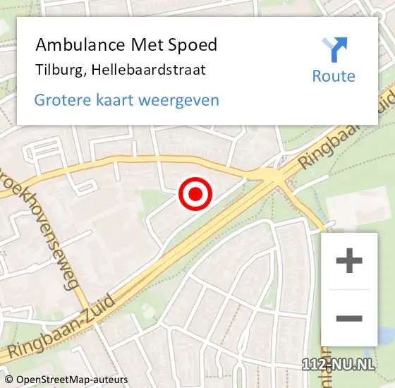 Locatie op kaart van de 112 melding: Ambulance Met Spoed Naar Tilburg, Hellebaardstraat op 18 april 2018 13:05