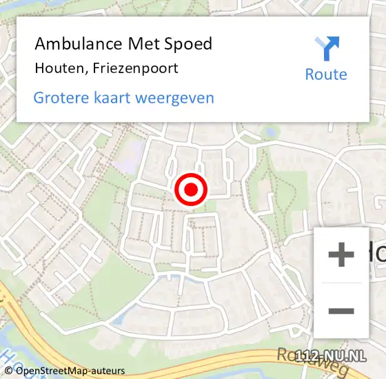 Locatie op kaart van de 112 melding: Ambulance Met Spoed Naar Houten, Friezenpoort op 18 april 2018 13:30