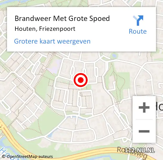 Locatie op kaart van de 112 melding: Brandweer Met Grote Spoed Naar Houten, Friezenpoort op 18 april 2018 13:55