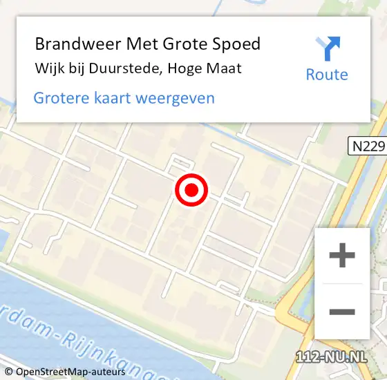 Locatie op kaart van de 112 melding: Brandweer Met Grote Spoed Naar Wijk bij Duurstede, Hoge Maat op 18 april 2018 14:11