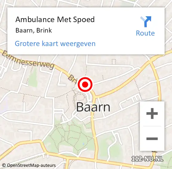 Locatie op kaart van de 112 melding: Ambulance Met Spoed Naar Baarn, Brink op 18 april 2018 15:36