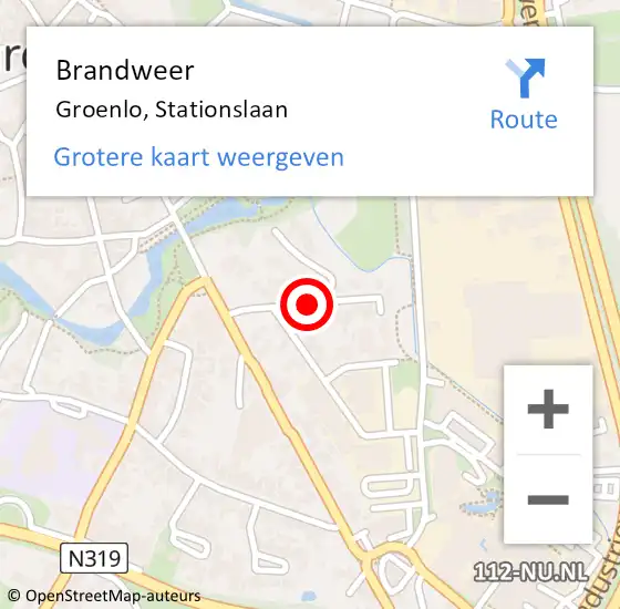 Locatie op kaart van de 112 melding: Brandweer Groenlo, Stationslaan op 18 april 2018 15:39