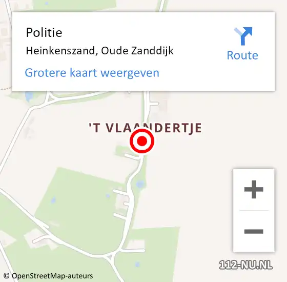 Locatie op kaart van de 112 melding: Politie Heinkenszand, Oude Zanddijk op 18 april 2018 15:45