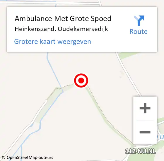 Locatie op kaart van de 112 melding: Ambulance Met Grote Spoed Naar Heinkenszand, Oudekamersedijk op 18 april 2018 15:45