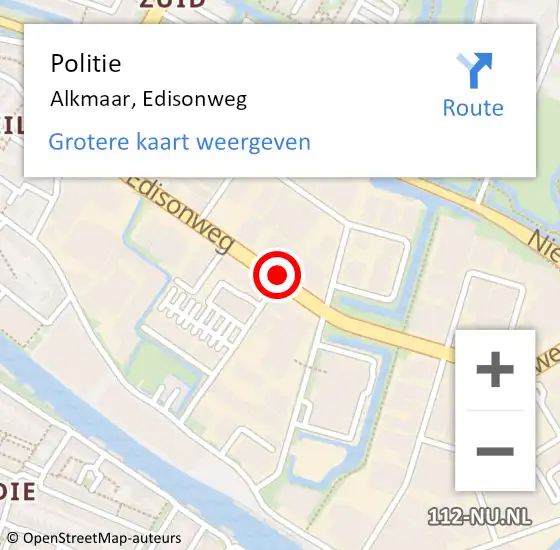 Locatie op kaart van de 112 melding: Politie Alkmaar, Edisonweg op 18 april 2018 16:05