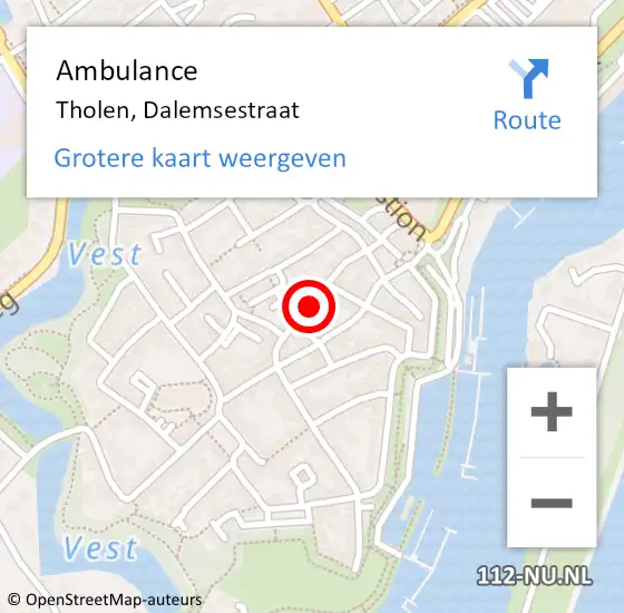 Locatie op kaart van de 112 melding: Ambulance Tholen, Dalemsestraat op 18 april 2018 16:17