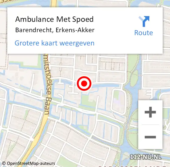 Locatie op kaart van de 112 melding: Ambulance Met Spoed Naar Barendrecht, Erkens-Akker op 18 april 2018 16:23