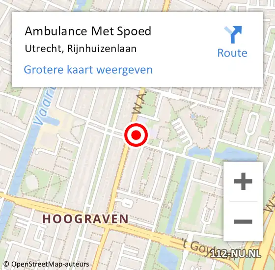 Locatie op kaart van de 112 melding: Ambulance Met Spoed Naar Utrecht, Rijnhuizenlaan op 18 april 2018 16:59