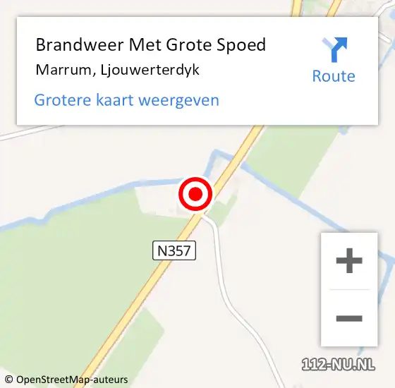 Locatie op kaart van de 112 melding: Brandweer Met Grote Spoed Naar Marrum, Ljouwerterdyk op 18 april 2018 16:59