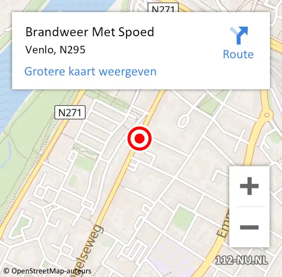 Locatie op kaart van de 112 melding: Brandweer Met Spoed Naar Venlo, N295 op 18 april 2018 17:04