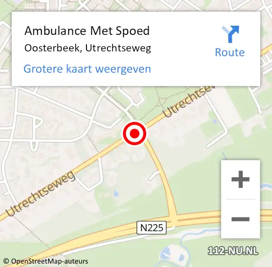 Locatie op kaart van de 112 melding: Ambulance Met Spoed Naar Oosterbeek, Utrechtseweg op 18 april 2018 17:37