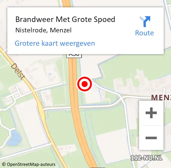 Locatie op kaart van de 112 melding: Brandweer Met Grote Spoed Naar Nistelrode, Menzel op 18 april 2018 18:11