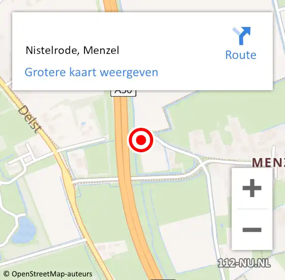 Locatie op kaart van de 112 melding:  Nistelrode, Menzel op 18 april 2018 18:11