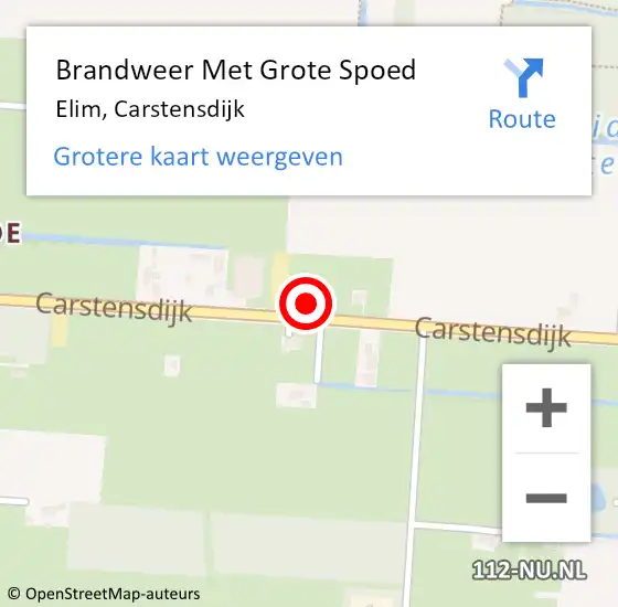 Locatie op kaart van de 112 melding: Brandweer Met Grote Spoed Naar Elim, Carstensdijk op 18 april 2018 18:19