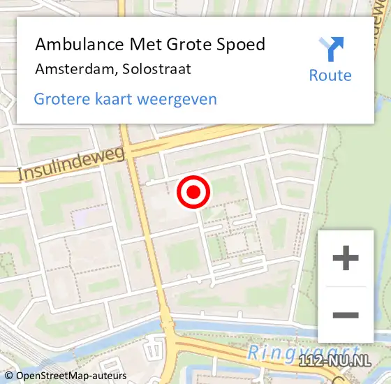 Locatie op kaart van de 112 melding: Ambulance Met Grote Spoed Naar Amsterdam, Solostraat op 18 april 2018 18:21
