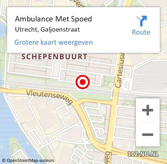 Locatie op kaart van de 112 melding: Ambulance Met Spoed Naar Utrecht, Galjoenstraat op 18 april 2018 18:47