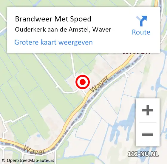 Locatie op kaart van de 112 melding: Brandweer Met Spoed Naar Ouderkerk aan de Amstel, Waver op 18 april 2018 19:42