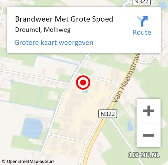 Locatie op kaart van de 112 melding: Brandweer Met Grote Spoed Naar Dreumel, Melkweg op 22 februari 2014 14:32