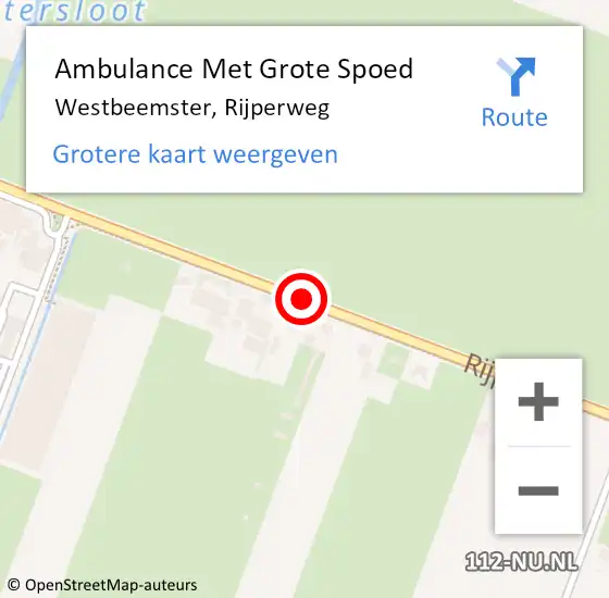 Locatie op kaart van de 112 melding: Ambulance Met Grote Spoed Naar Westbeemster, Rijperweg op 18 april 2018 20:01